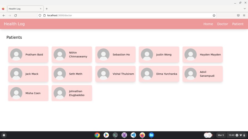 Patient Health Log – screenshot 2