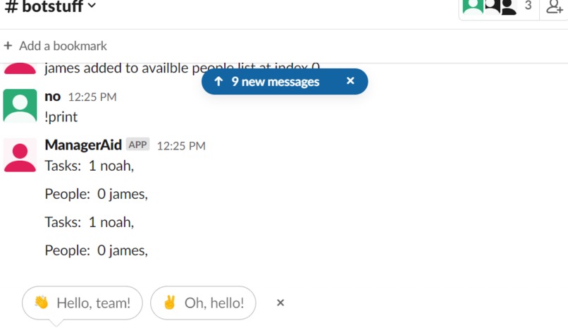 Manager Aid Slack Bot – screenshot 1
