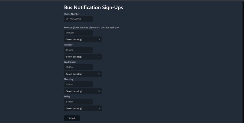 Twilio Automated Bus Notification System – screenshot 2