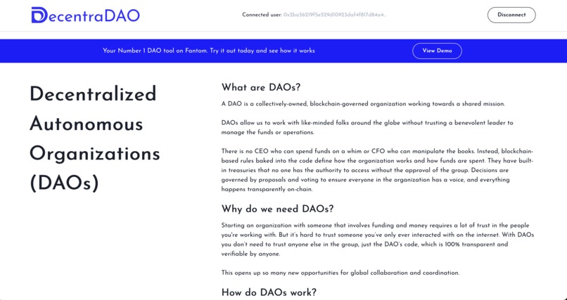 DecentraDAO – screenshot 1