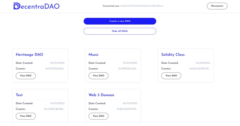 DecentraDAO – screenshot 2