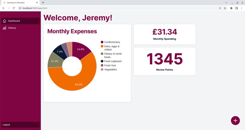 Sainsbury's Receipt scanner & purchase history – screenshot 1