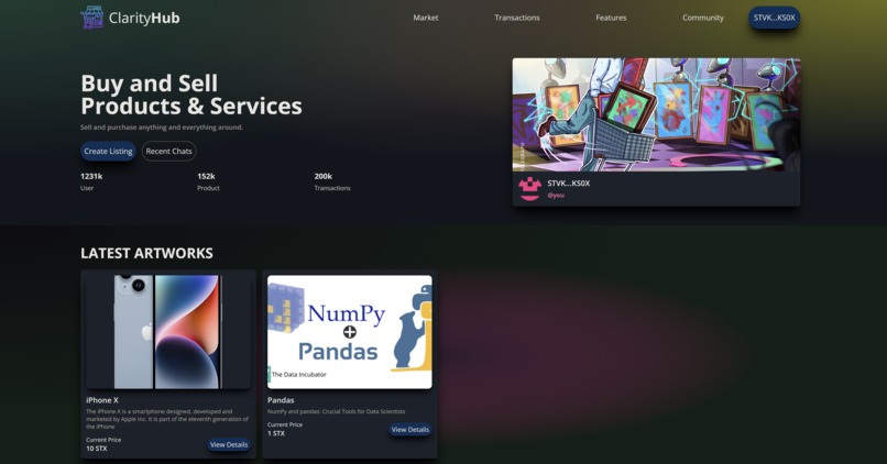 ClarityHub - Decentralised Marketplace – screenshot 1