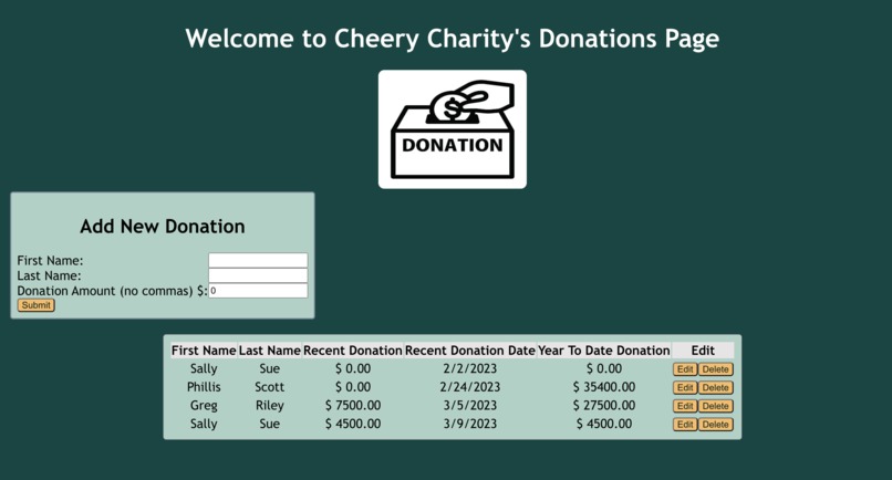 Cheery Charity's Donation Tracker – screenshot 2
