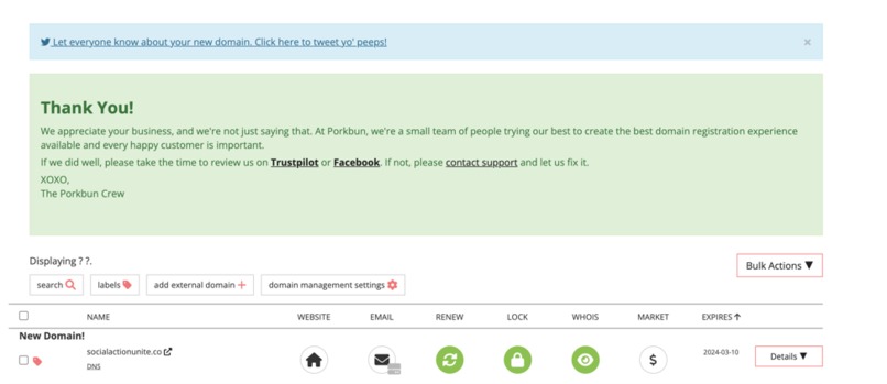 Social Action GoDaddy Domain – screenshot 1