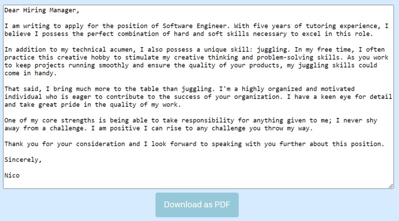 Cover Letter Generator – screenshot 3