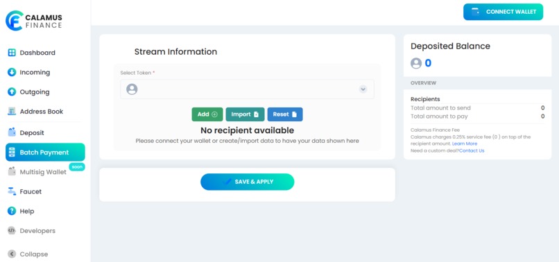 Calamus Finance - Money Streaming on multi chains – screenshot 3