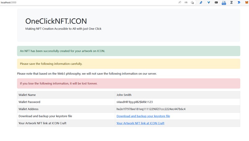 OneClickNFT.ICON – screenshot 2