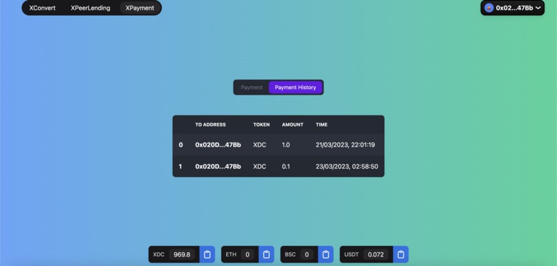 XDCPay – screenshot 2