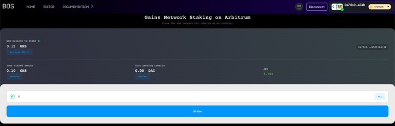 Gains Network Staking on Arbitrum – screenshot 1