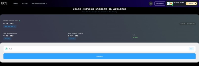 Gains Network Staking on Arbitrum – screenshot 2