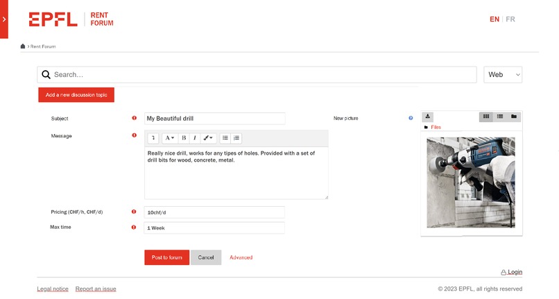 RENT FORUM EPFL – screenshot 2