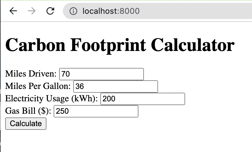 Carbon footprint calculator devpost