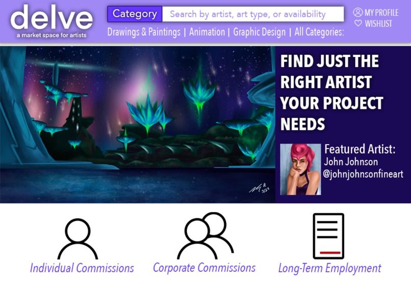 Delve: A market space for artists – screenshot 2