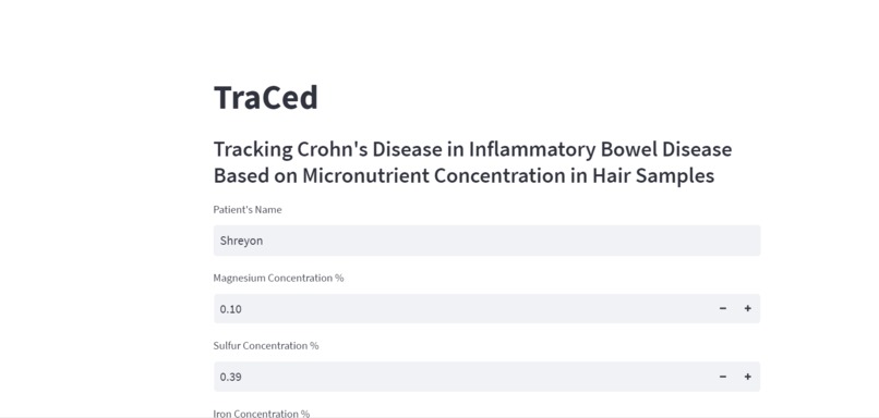 Traced: An Approach to Crohn's Disease Prediction – screenshot 1