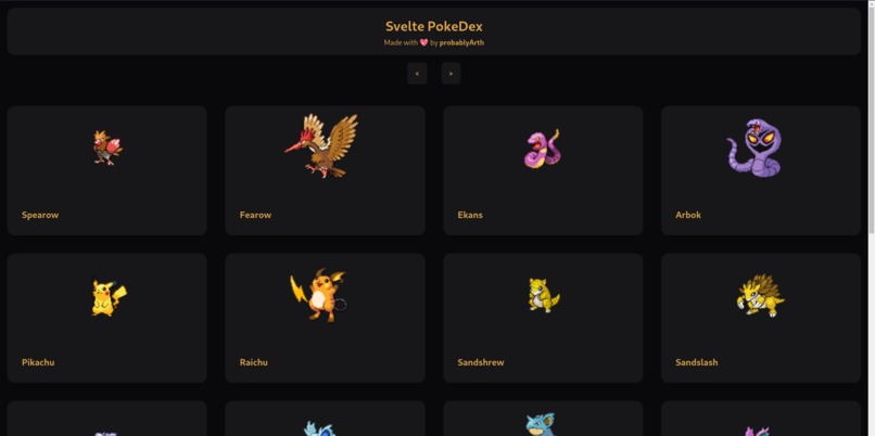 svelte pokedex – screenshot 1