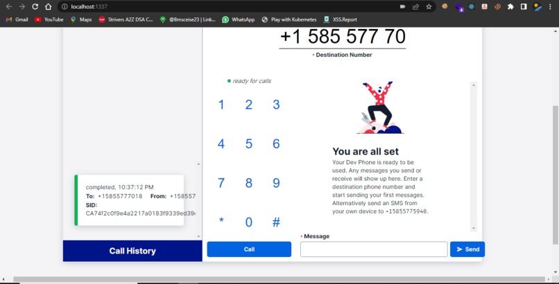 Day Two Twilio Challenge – screenshot 1