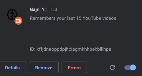 Gajni YT extension – screenshot 1