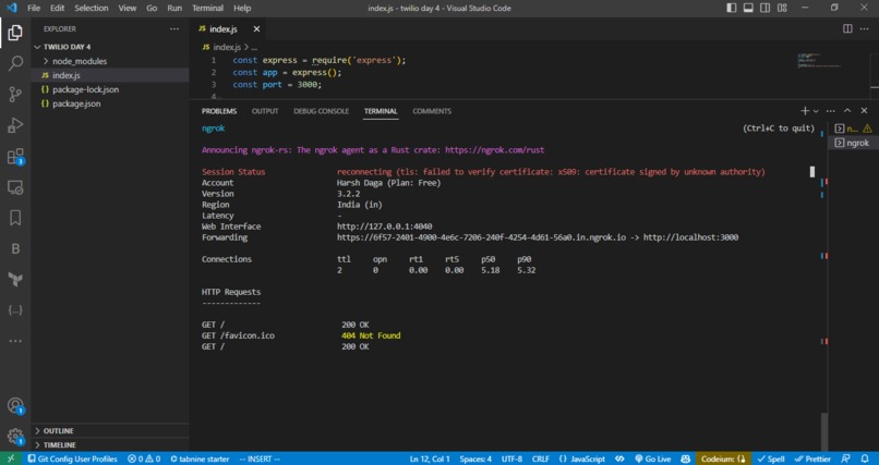 Twilio Day 4 Project – screenshot 1
