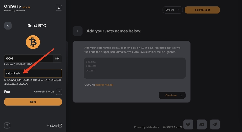 OrdSnap - Send Bitcoin and inscriptions on MetaMask – screenshot 5