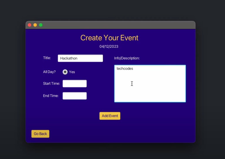 Calendar App – screenshot 2