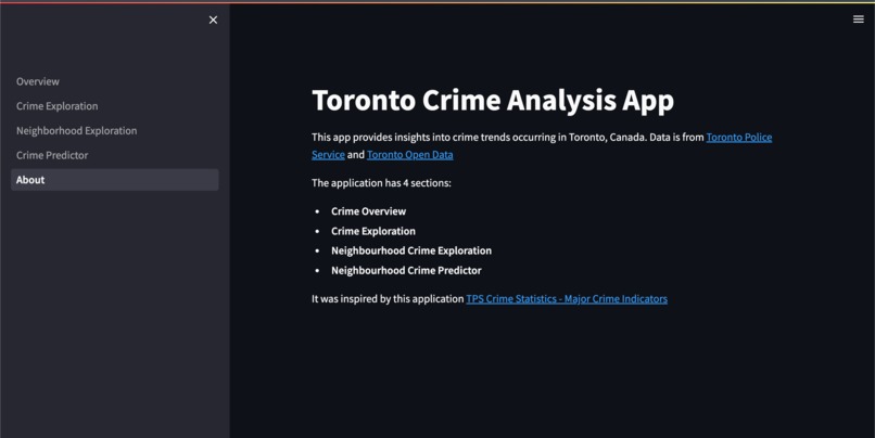 Toronto Crime Analysis App – screenshot 1