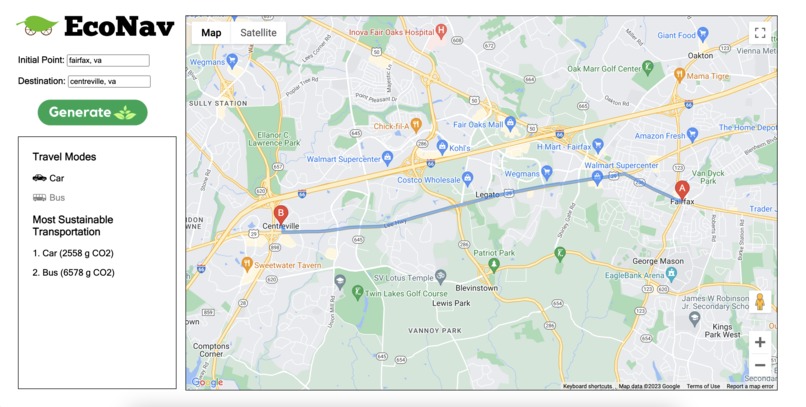 EcoNav: A Sustainable Way to Travel – screenshot 3