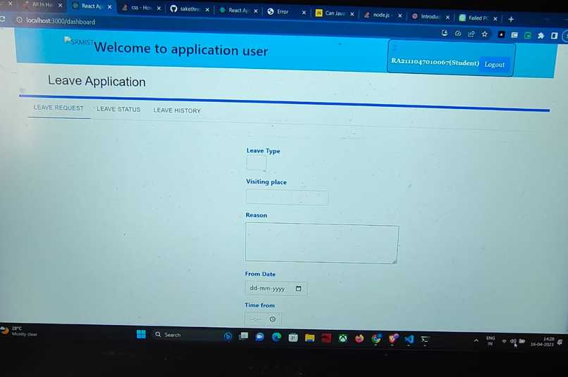 LEAVE APPLICATION FOR MY UNIVERSITY – screenshot 1