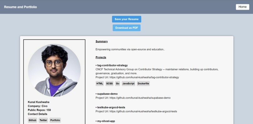 gitFolio – screenshot 3