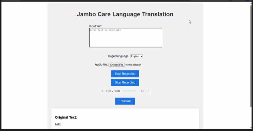 JAMBOCARE (translator application) – screenshot 3