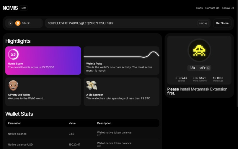 Nomis <> BTC – screenshot 1