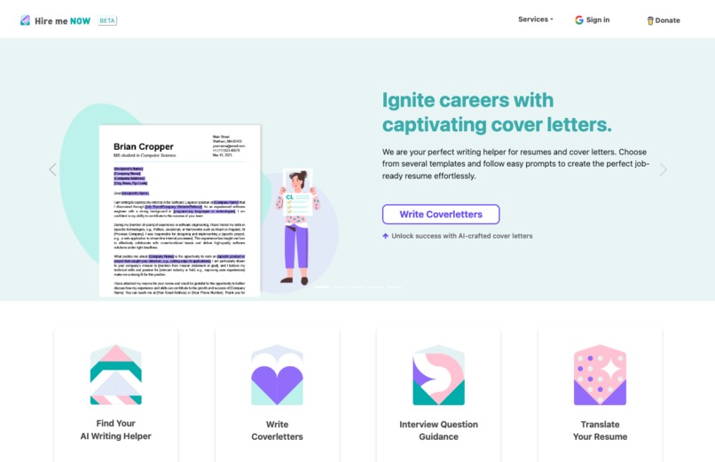 Hire me now – screenshot 1