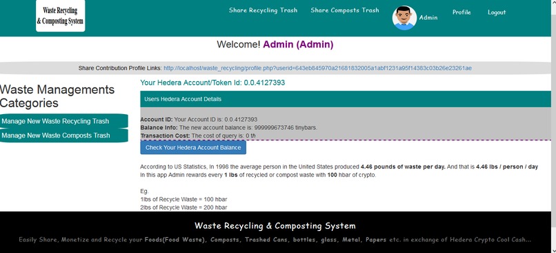 Waste Recycling, Composting and Rewarding System – screenshot 1
