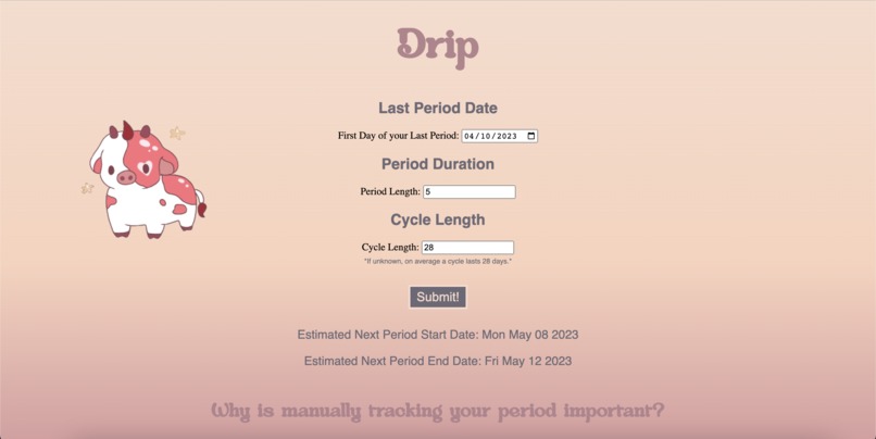 Drip-Period Predictor – screenshot 1