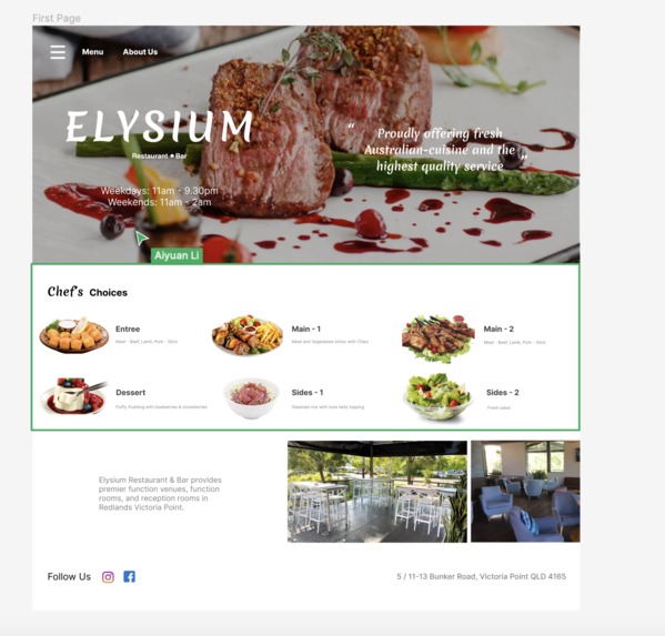 Redesigning restaurant website – screenshot 1