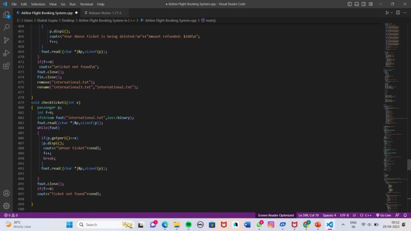 airplane ticket reservation system – screenshot 2