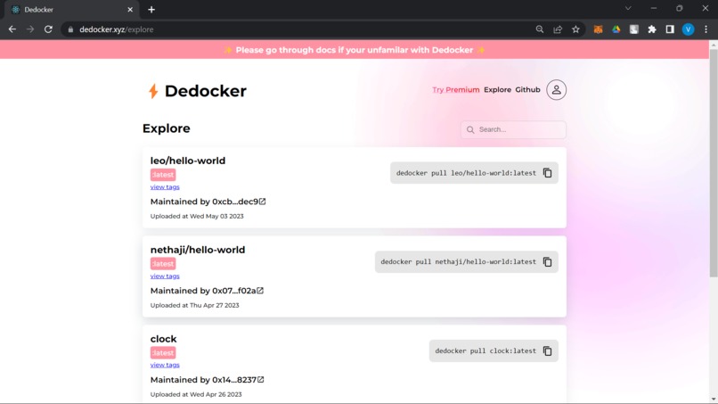 Dedocker Registry – screenshot 2