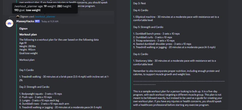 Personal Trainer Bot – screenshot 2
