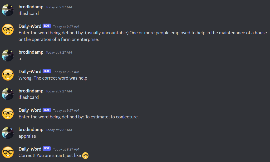 Daily Word and Dictionary Discord Bot Devpost