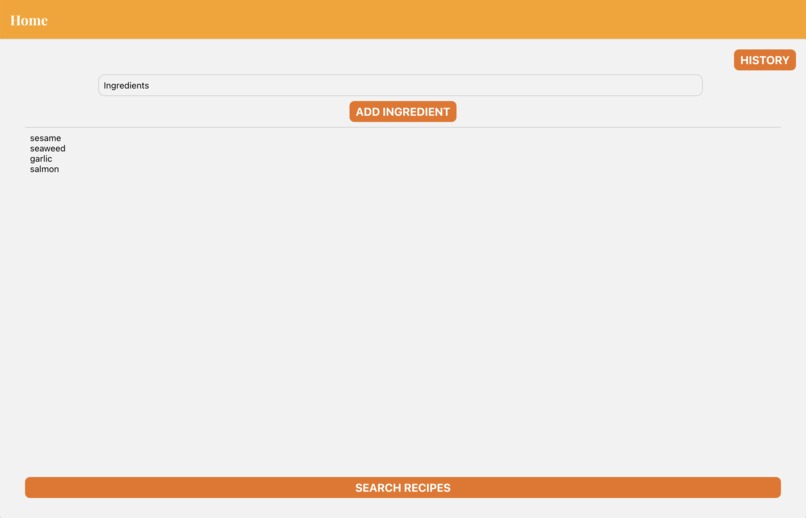 Ingredients-to-Recipe App – screenshot 1