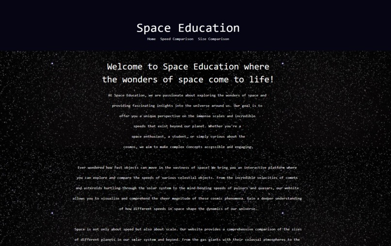 Space Education Website – screenshot 1
