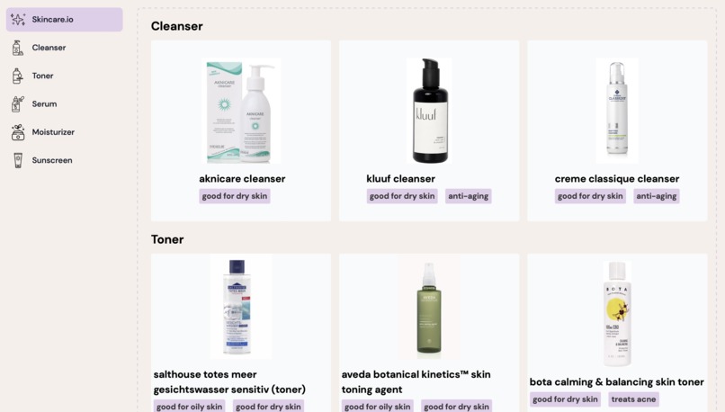 skincare.io – screenshot 2