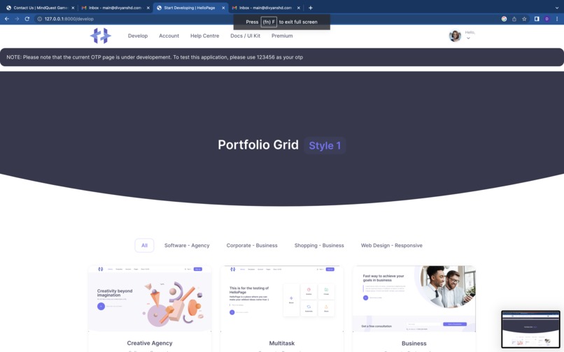 HelloPage – screenshot 1