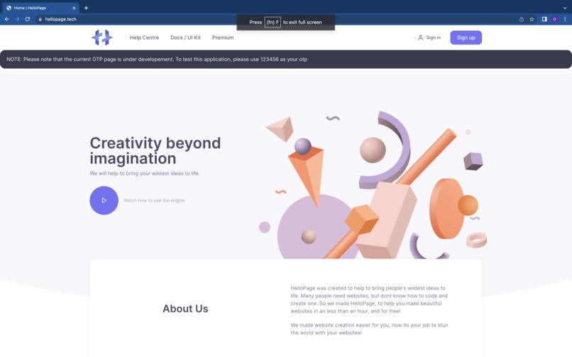 HelloPage – screenshot 2