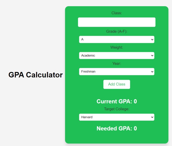 GPA calculator for colleges Devpost