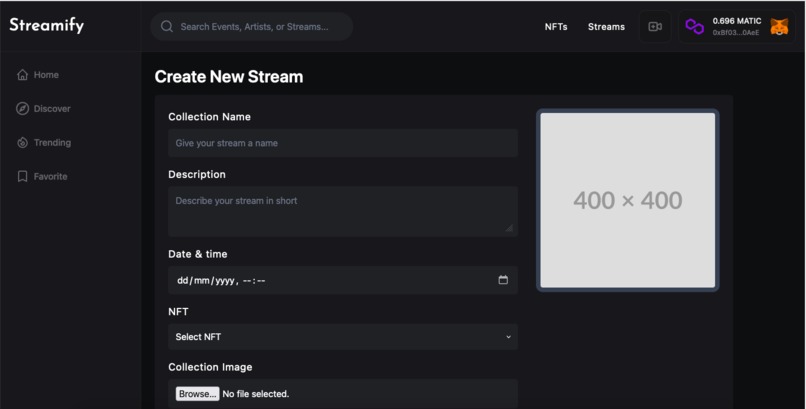 NFT Gated Streaming Platform – screenshot 1