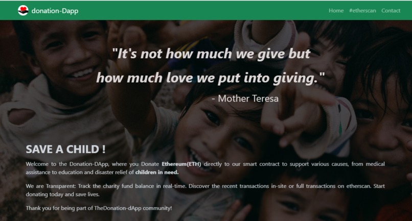 a simple donation app with sepolia test network – screenshot 1