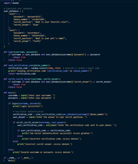 2 factor authentication – screenshot 1