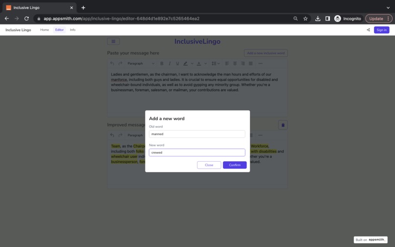 InclusiveLingo – screenshot 2