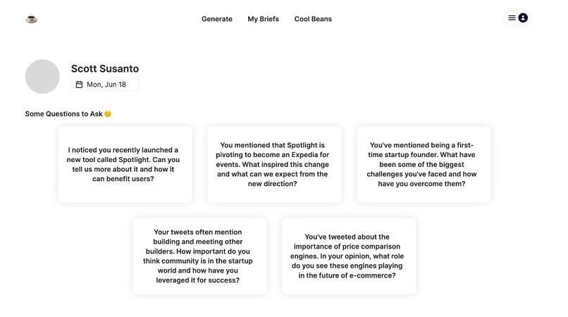 CoffeeChatAI – screenshot 2